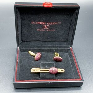 Valentino Garavani Gold and Purple Cufflinks Set